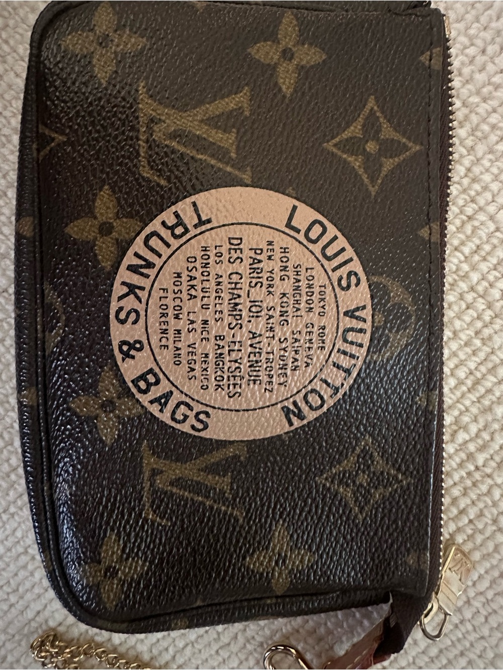 Louis Vuitton Monogram Canvas Mini Pochette with Chain - Brown - Picture 5 of 7
